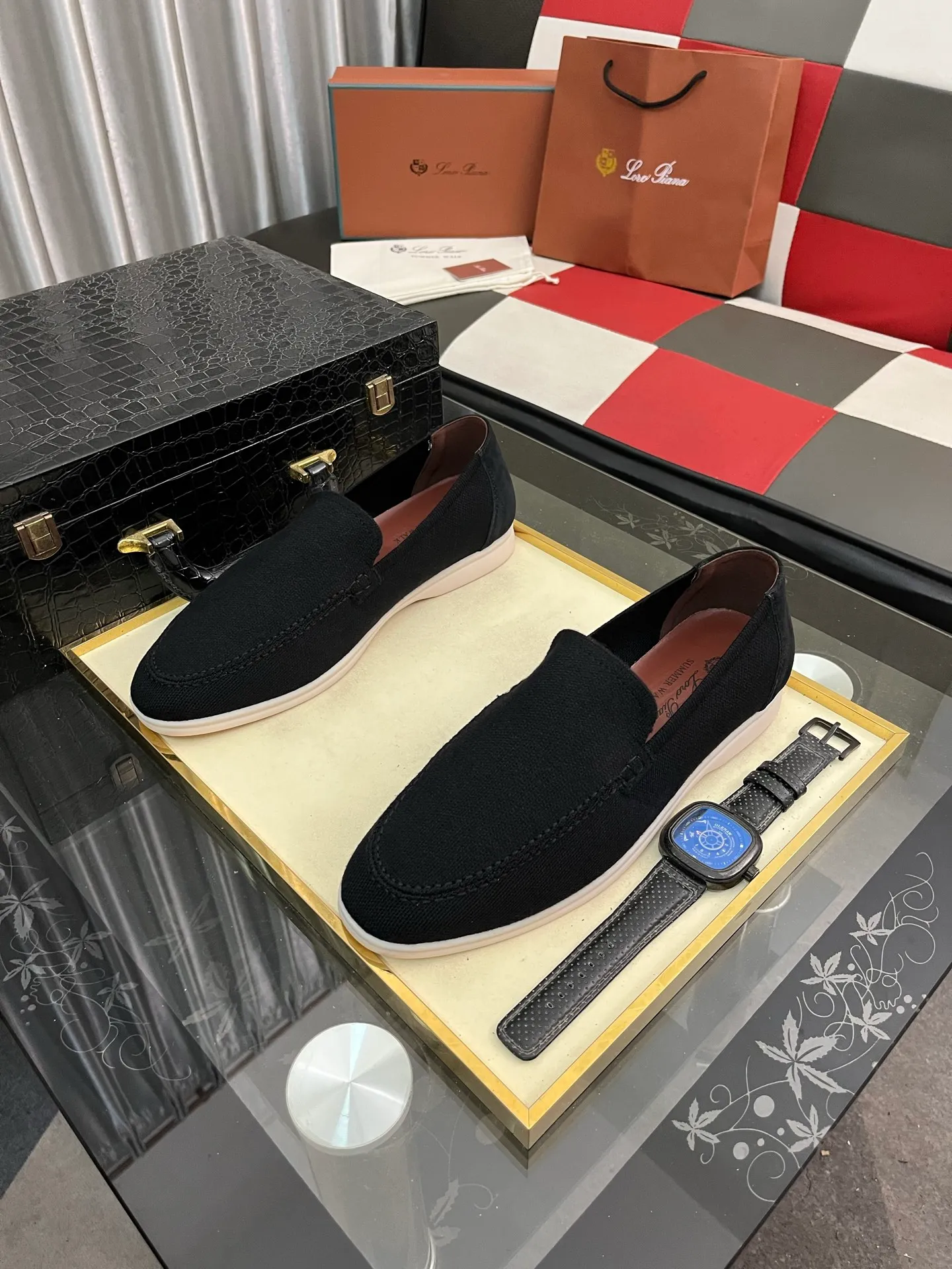 Men's men's shoes💰420⌚️⌚️Loro*Piana pure original 2025 soft and comfortable LP deerskin flat-soled casual star's same style slip-on Loaf men's shoes, size: 38-446️⃣colors available